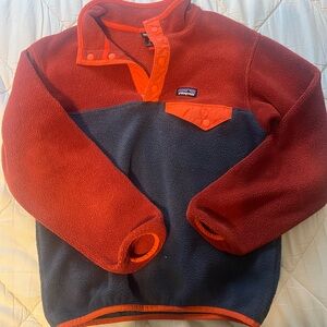 Patagonia Kids Synchilla Two-Tone Rust and Navy Fleece Jacket